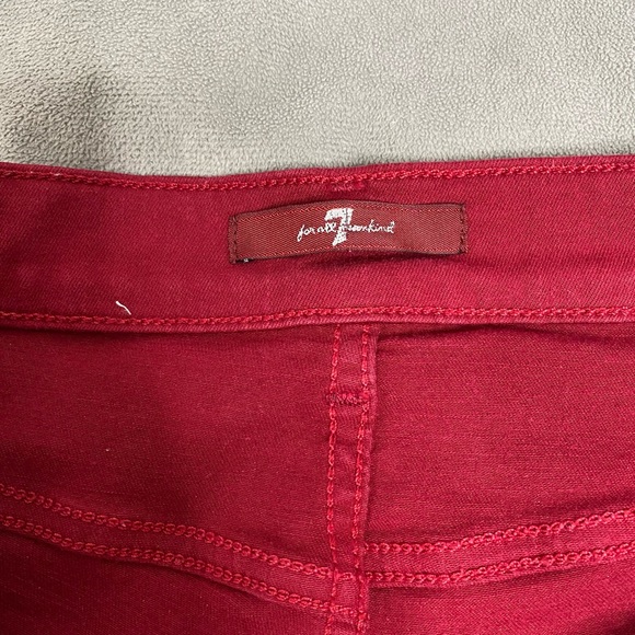 7 for all mankind red cut off jeans size 28. - Picture 3 of 4